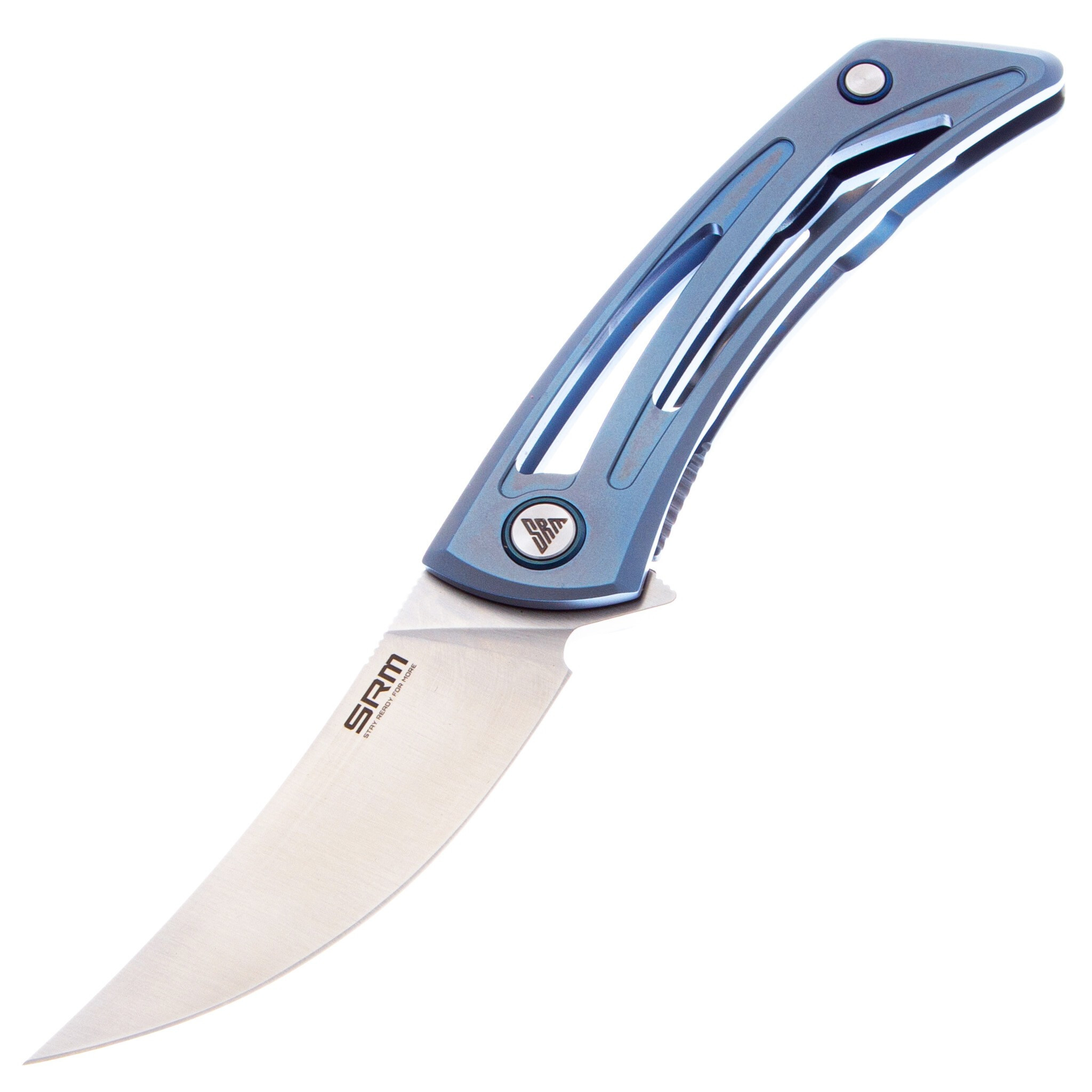 Складной нож SRM Unicorn, сталь 154CM, рукоять титан, синий лоток складной синий 236х160х130 мм комплект из 5 шт tayg 202025