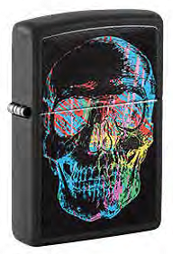 Зажигалка ZIPPO Skull Design с покрытием Black Matte, Череп, латунь/сталь, черная
