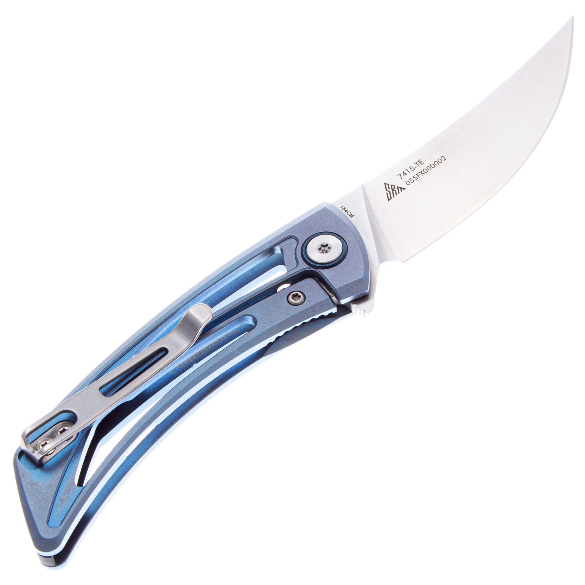 Складной нож SRM Unicorn, сталь 154CM, рукоять титан, синий - фото 2