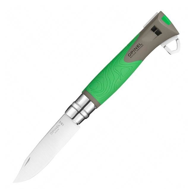 фото Складной нож opinel №12 explore, нержавеющая сталь sandvick 12c27, рукоять термопластик, зеленый