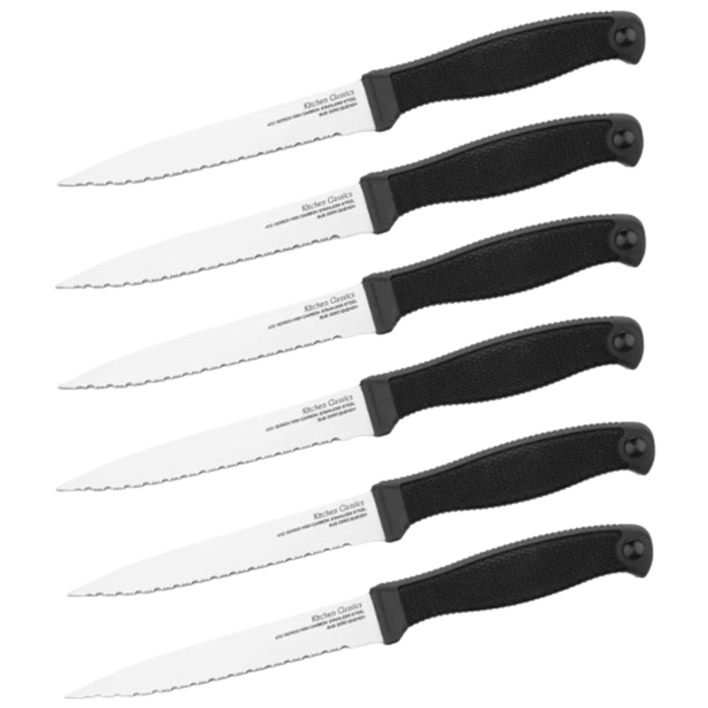 Набор из 6-ти ножей для стейка Cold Steel Six Steak Knife Set, сталь 1.4116, рукоять кратон, черный