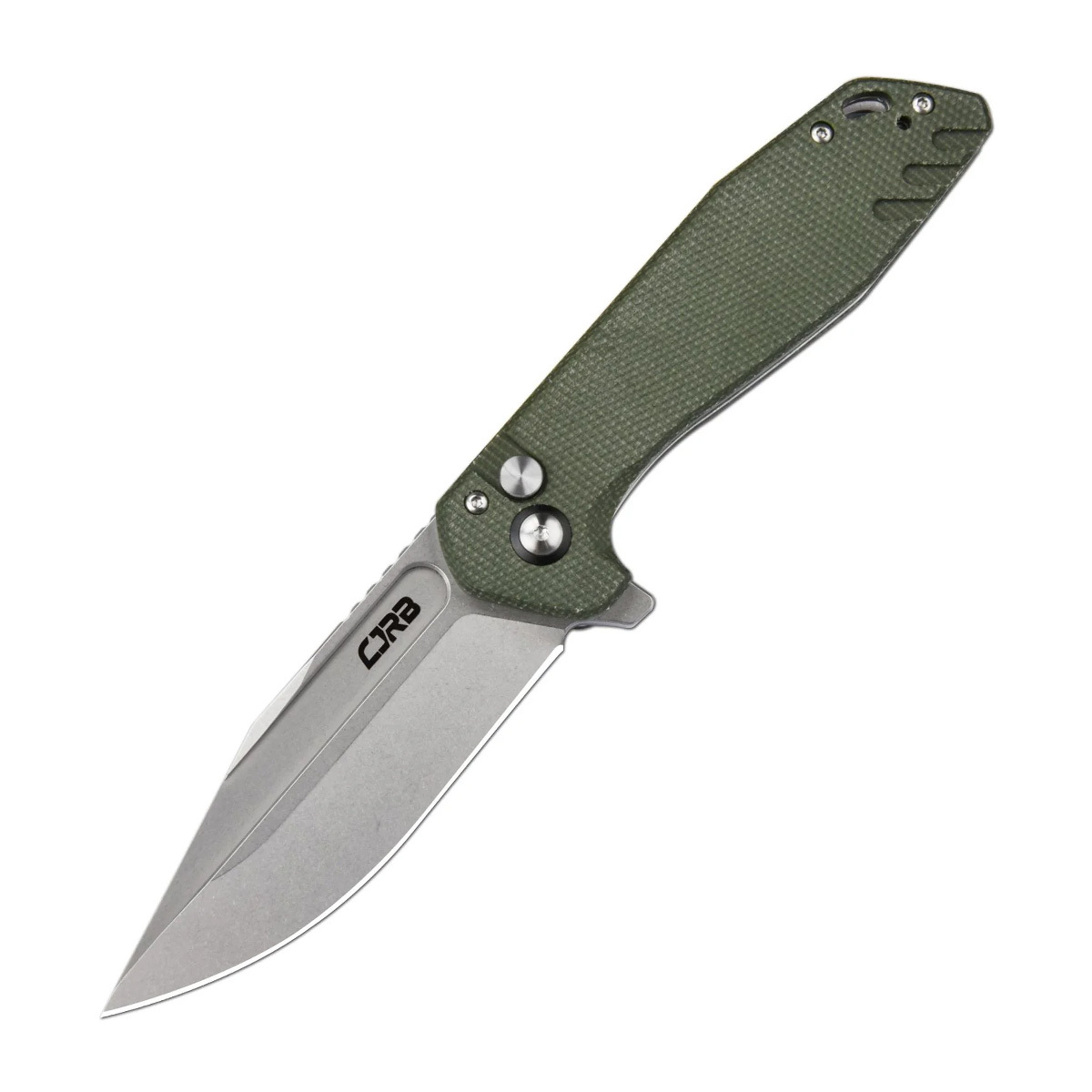 Складной нож CJRB Riff, сталь AR-RPM9, Button Lock, рукоять микарта, зеленый