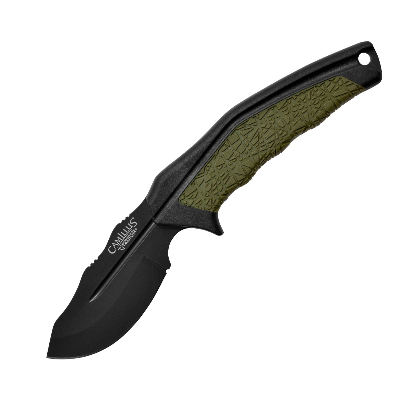 Нож с фиксированным клинком Camillus HT-8.5, сталь AUS-8, рукоять термопластик GRN, зеленый нож с фиксированным клинком ontario rd4 micarta серрейтор