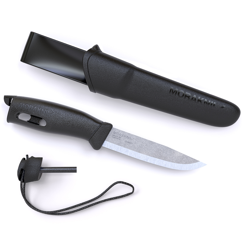 Нож с фиксированным лезвием Morakniv Companion Spark Black, сталь Sandvik 12C27, рукоять резина/пластик - фото 2