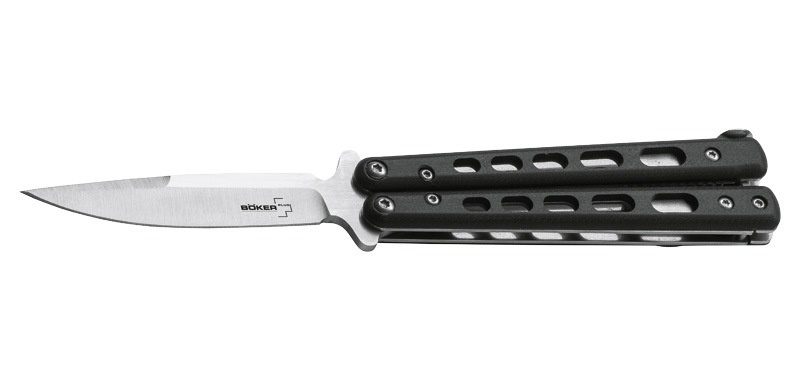 Складной нож Boker Plus Balisong 06EX002, Satin Finish 440C Steel, рукоять стеклотекстолит G-10, чёрный - фото 2