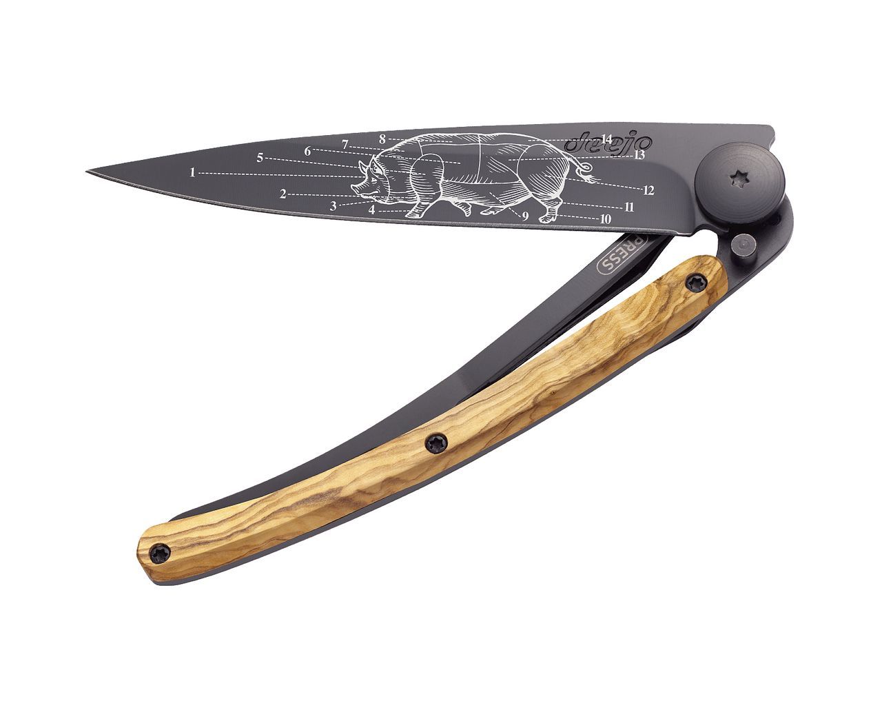 Складной нож Deejo Primes Cuts 37g, Olive Wood