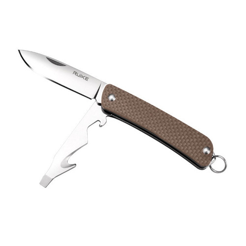Нож Ruike S21-N, сталь Sandvik 12C27, рукоять G10, коричневый - фото 1
