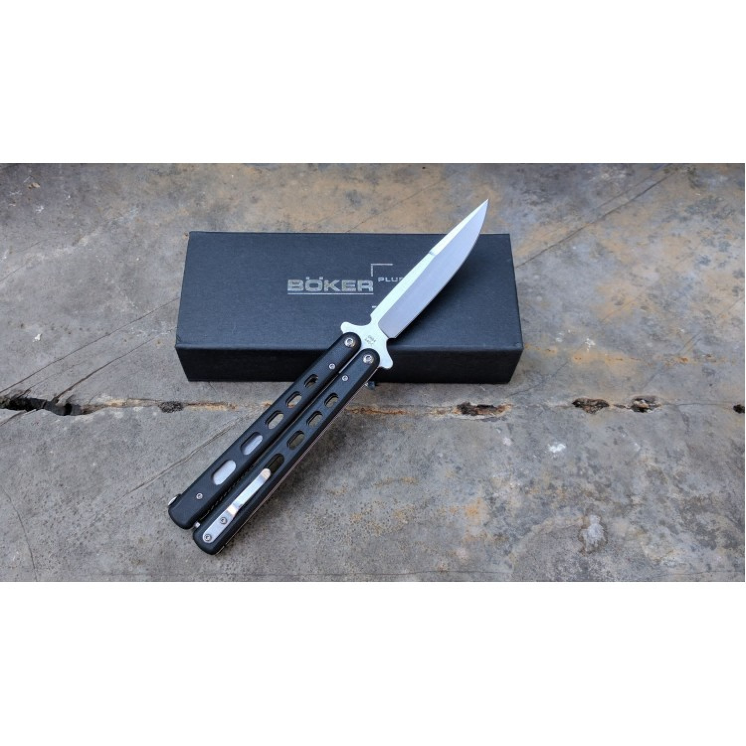 Складной нож Boker Plus Balisong 06EX002, Satin Finish 440C Steel, рукоять стеклотекстолит G-10, чёрный - фото 8