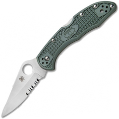 Фото Складной нож Delica 4 - Spyderco C11PSFG, сталь VG-10 Satin Plain/Serrated, рукоять термопластик FRN зелёная (foliage green)