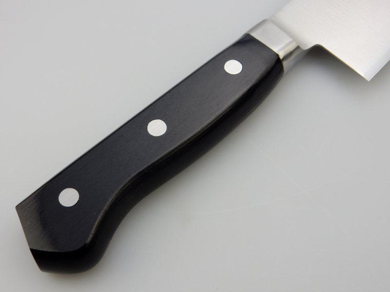 Нож кухонный Shimomura Сантоку, сталь DSR1K6, рукоять pakka wood - фото 6