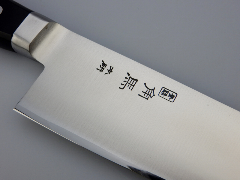 Нож кухонный Shimomura Сантоку, сталь DSR1K6, рукоять pakka wood - фото 8