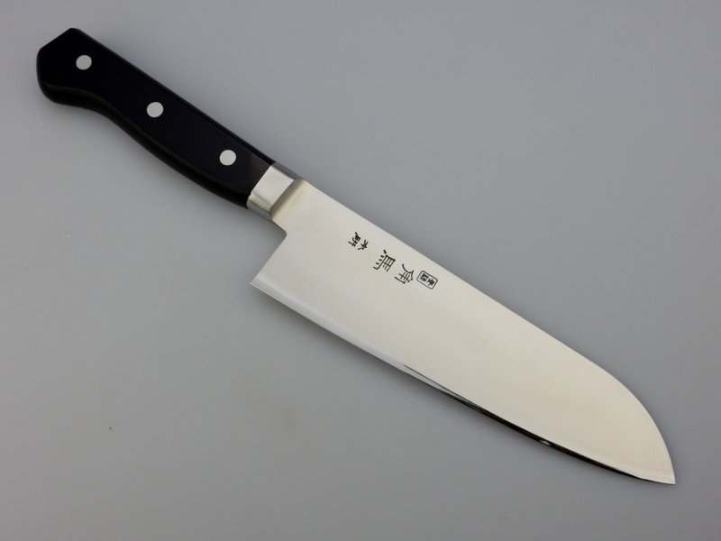 Нож кухонный Shimomura Сантоку, сталь DSR1K6, рукоять pakka wood - фото 3