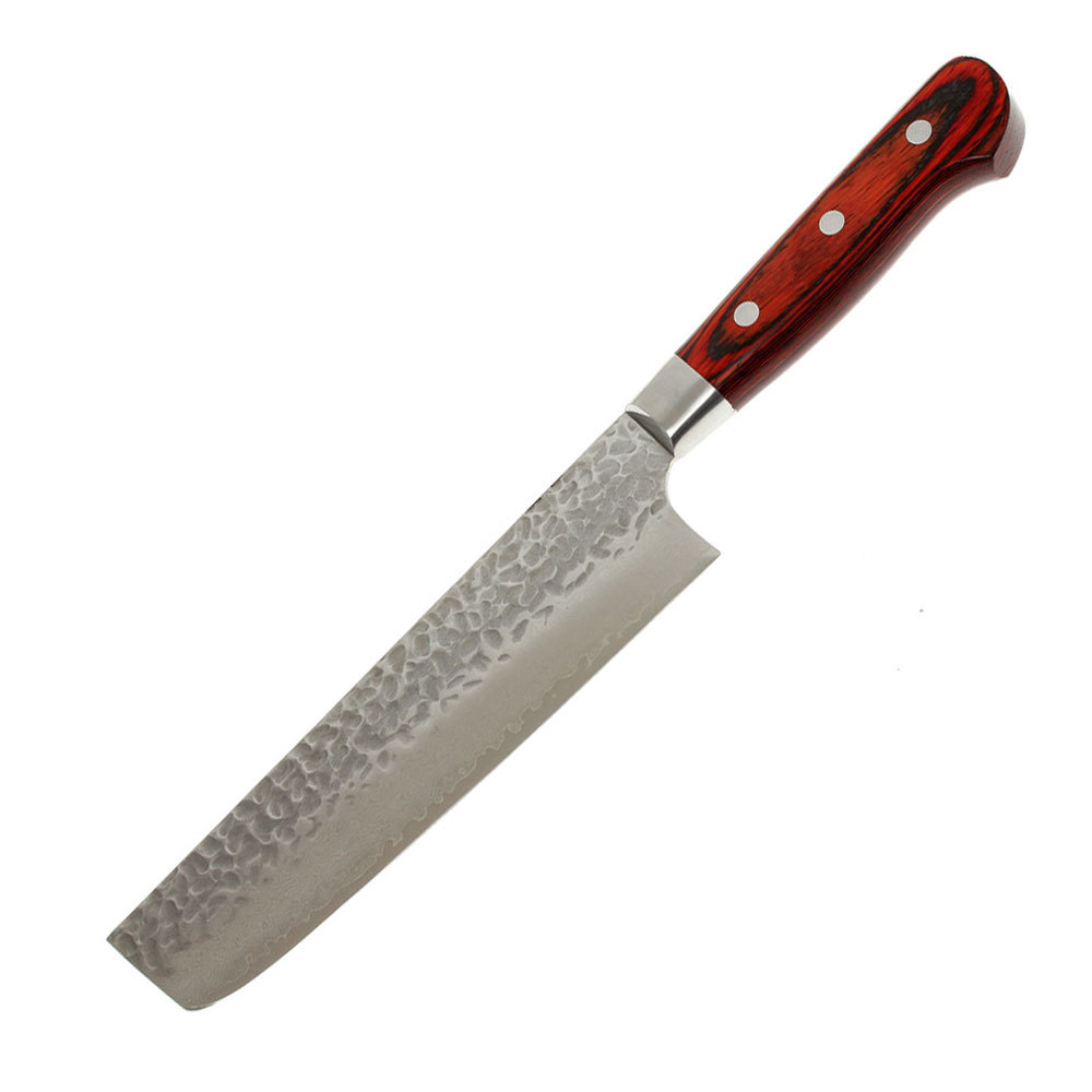 Нож кухонный накири 160 мм, Sakai Takayuki, сталь VG-10 Damascus, рукоять дерево пакка