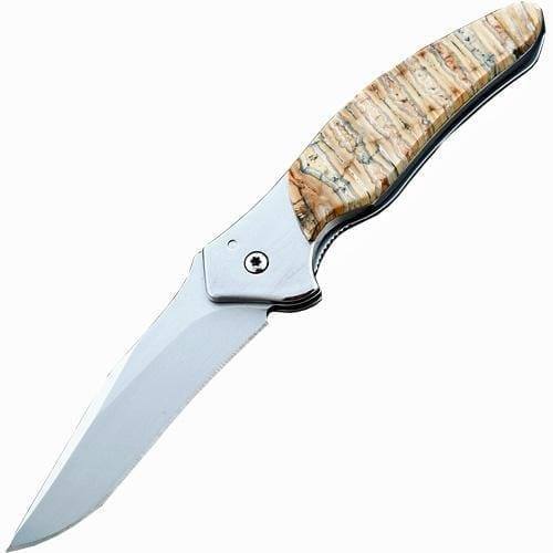Полуавтоматический складной нож Santa Fe Kershaw Shallot, сталь 14C28N, рукоять сталь с накладкой из зуба мамонта от Ножиков