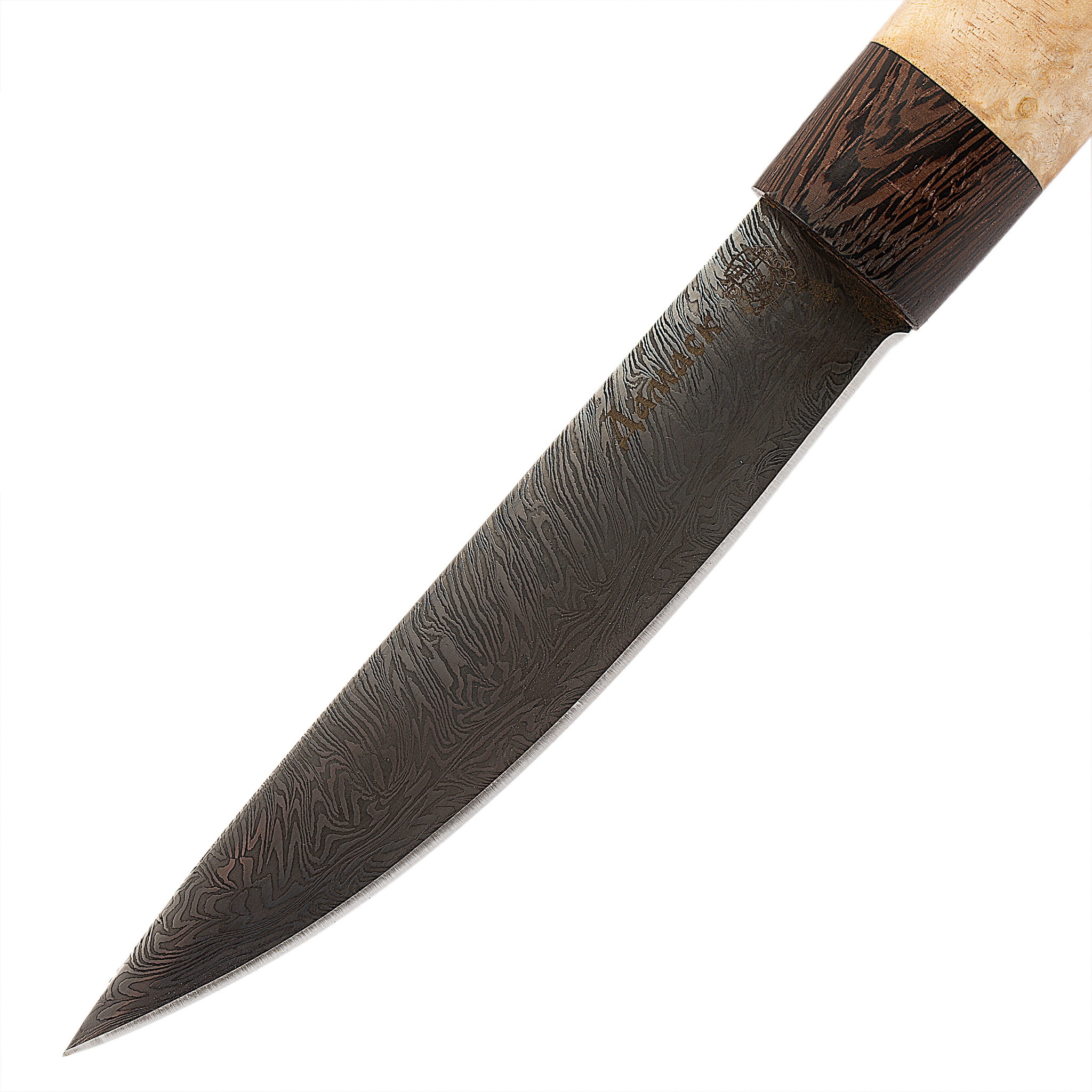 Нож Якутский средний, сталь дамаск, рукоять дерево и кость - фото 2
