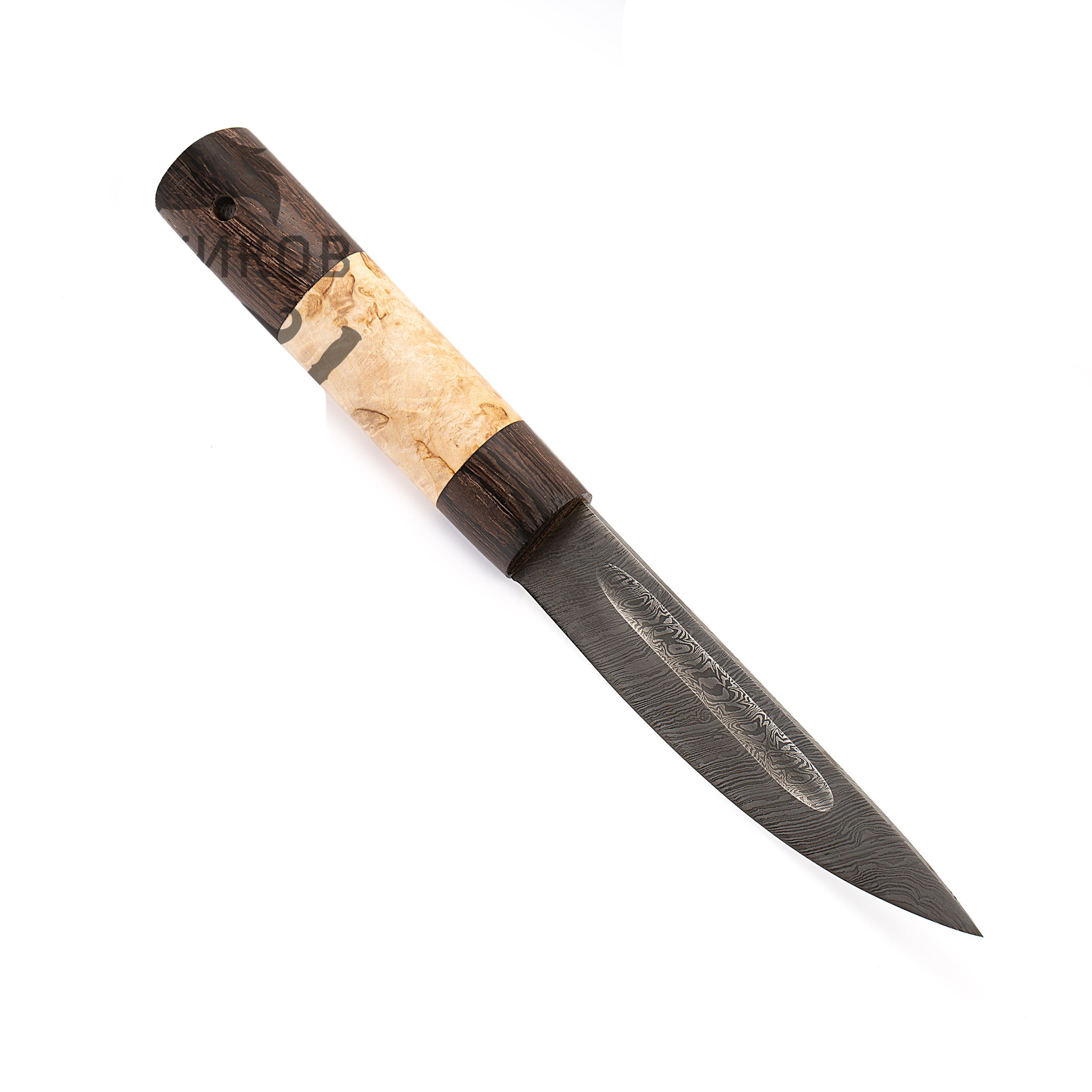 Нож Якутский средний, сталь дамаск, рукоять дерево и кость - фото 3