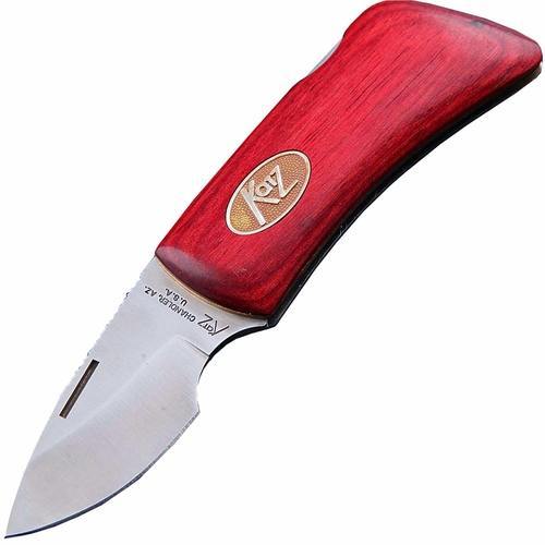 Складной нож-зажим для денег Katz Bobcat, сталь XT-70, рукоять сталь/латунь с накладкой из красной древесины