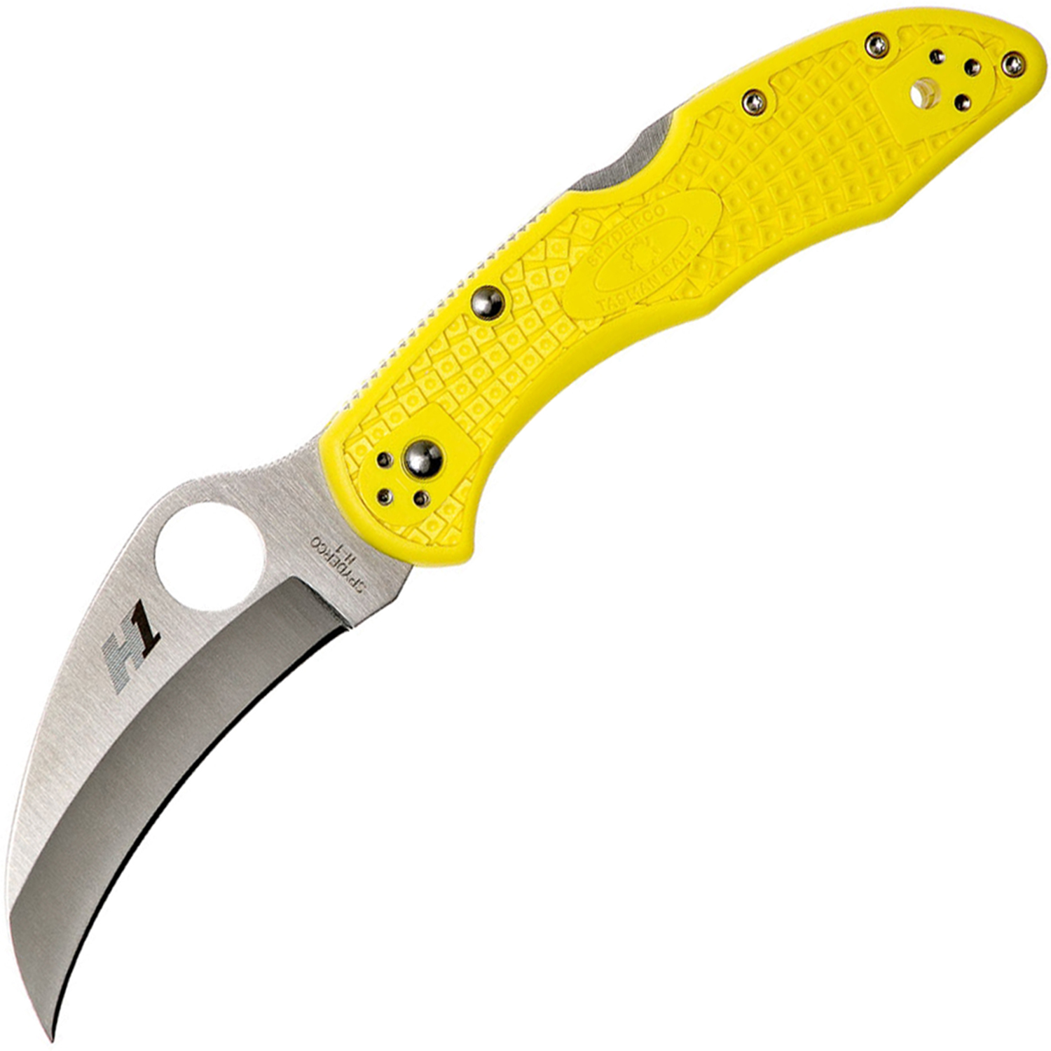 Складной нож Tasman Salt 2 - Spyderco 106PYL2, сталь H1 Satin Plain, рукоять термопластик FRN, жёлтый - фото 1