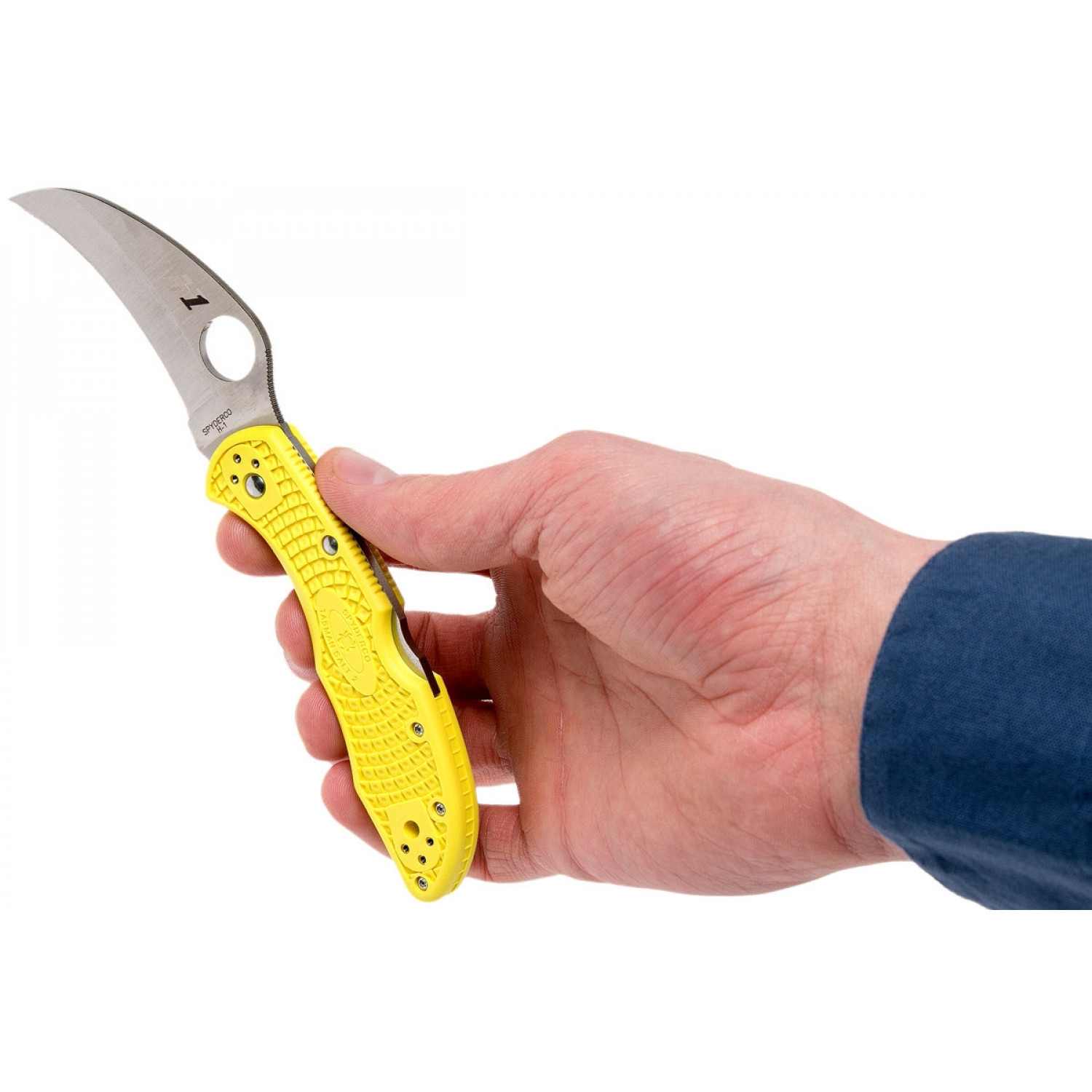 Складной нож Tasman Salt 2 - Spyderco 106PYL2, сталь H1 Satin Plain, рукоять термопластик FRN, жёлтый - фото 7