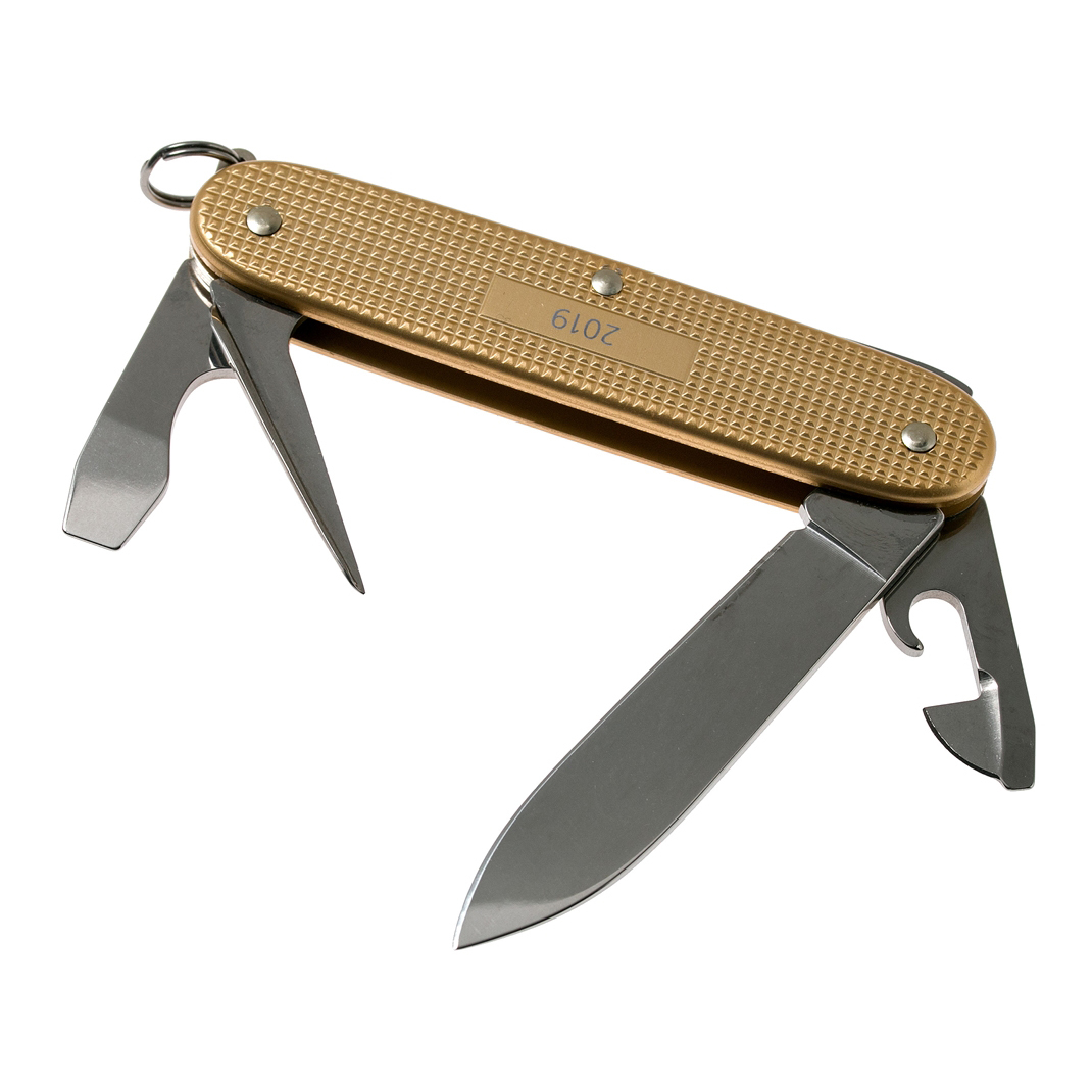 Нож перочинный Victorinox Alox Pioneer, сталь X55CrMo14, рукоять 6061 T-6 Aluminium, золотистый от Ножиков