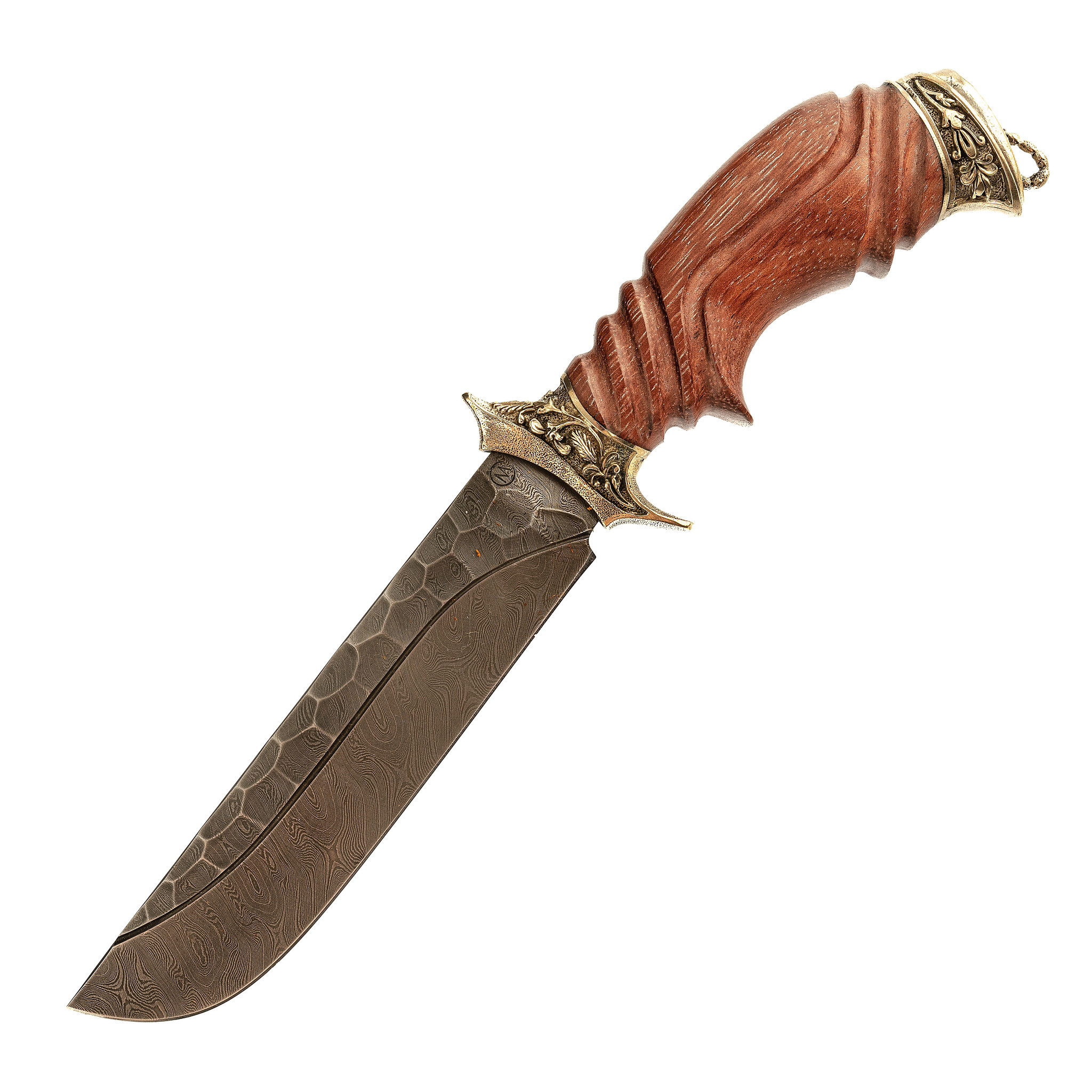 фото Нож варяг, дамасская сталь, с резной рукоятью кузница семина