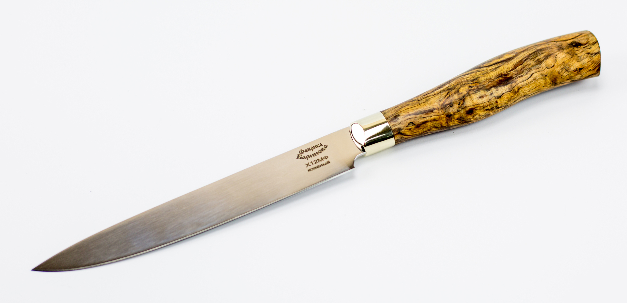 Фото 2 - Нож кухонный Универсал-1  Х12МФ, карельская береза, мельхиор от Фабрика Баринова