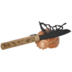 Фото Складной нож Nagao Higonokami Papilio - Butterfly, 100мм, сталь Aogami Black, рукоять латунь