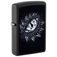 Фото Зажигалка ZIPPO Dragon Eye с покрытием Black Light, латунь/сталь, черная,матовая 38x13x57 мм