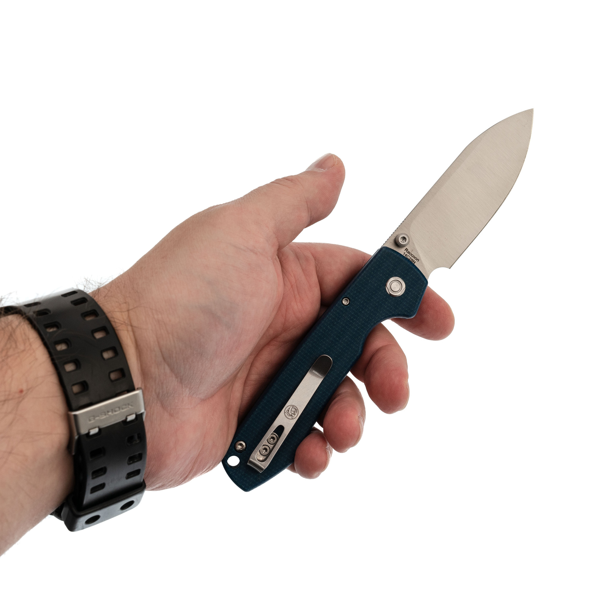 Складной нож Raccoon Vosteed, сталь 14C28N, рукоять микарта, синий - фото 6