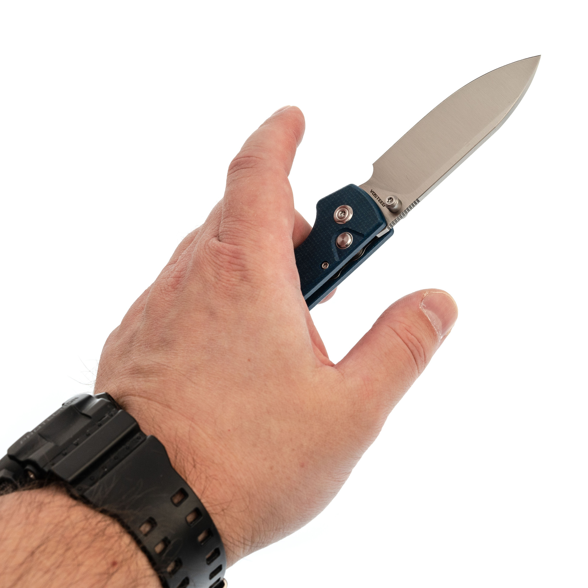 Складной нож Raccoon Vosteed, сталь 14C28N, рукоять микарта, синий - фото 7