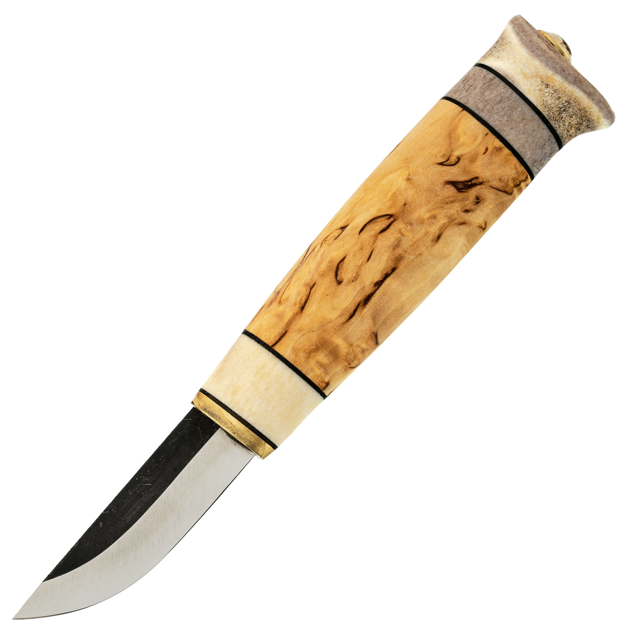 Нож Kauhava Puukko Knife 62, сталь 80CrV2, финская береза/рог оленя