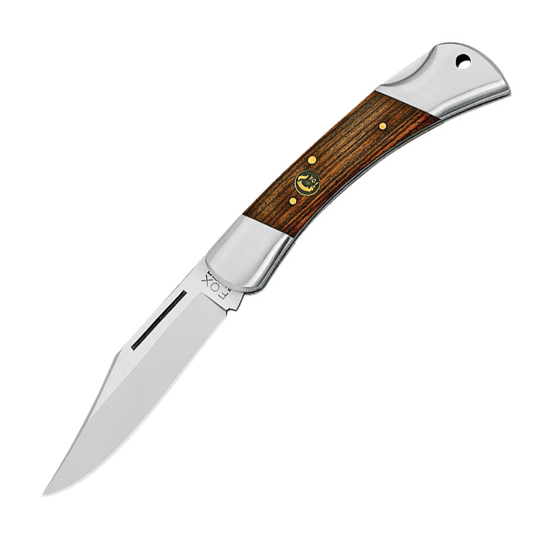 Складной нож Fox Win Collection, сталь 12C27, рукоять нержавеющая сталь/дерево, коричневый - фото 1
