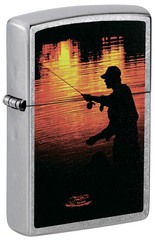 Фото Зажигалка ZIPPO Рыбак, с покрытием Street Chrome™, латунь/сталь, серебристая, матовая, 38x13x57 мм