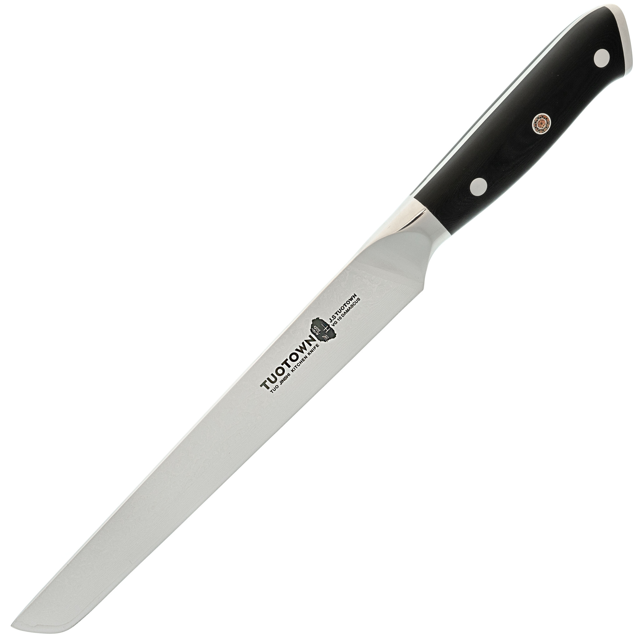 Кухонный нож слайсер Carving TuoTown, сталь VG10-Damascus, 20 см складной нож civivi mini sandbar сталь damascus micarta