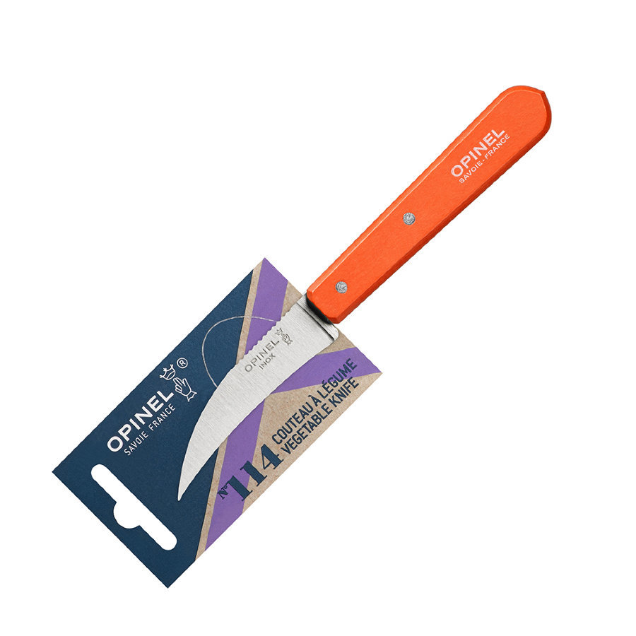 фото Нож для чистки овощей opinel №114, деревянная рукоять, нержавеющая сталь, оранжевый