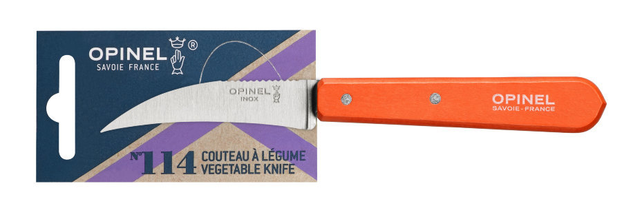 Нож для чистки овощей Opinel №114, деревянная рукоять, нержавеющая сталь, оранжевый от Ножиков