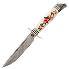 Фото Нож финка НКВД звезда, рисунок, сталь PGK, рог лося