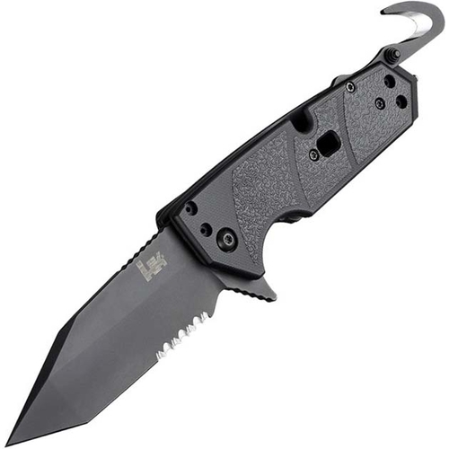 фото Складной нож hogue elishewitz karma tanto, клинок черный, сталь 154cm, рукоять черный g10