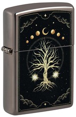 Фото Зажигалка ZIPPO Mystic Nature Design с покрытием Black Ice®, латунь/сталь, черная