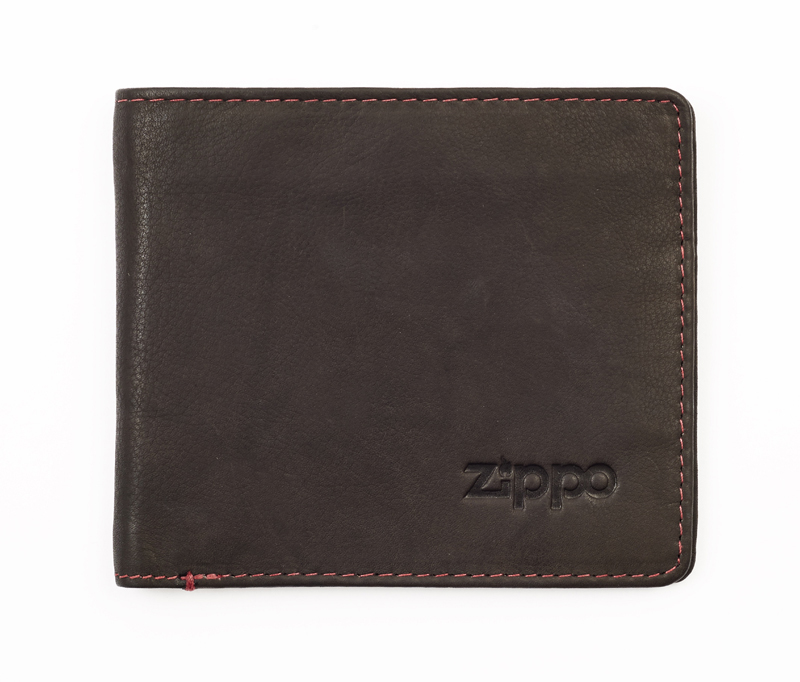 фото Портмоне zippo, цвет "мокко", натуральная кожа, 11x1,2x10 см