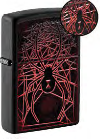 Зажигалка ZIPPO Spider Design с покрытием Black Matte, латунь/сталь, чёрная, матовая