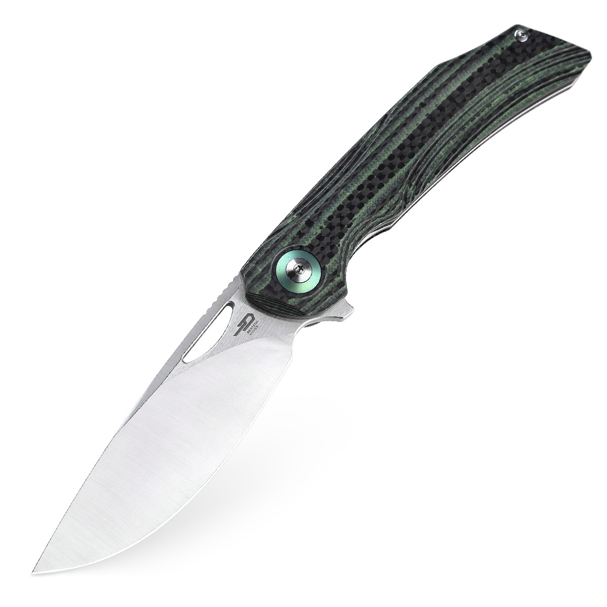 Складной нож Bestech Falko, сталь 154CM, рукоять G10/Carbon fiber, зеленый