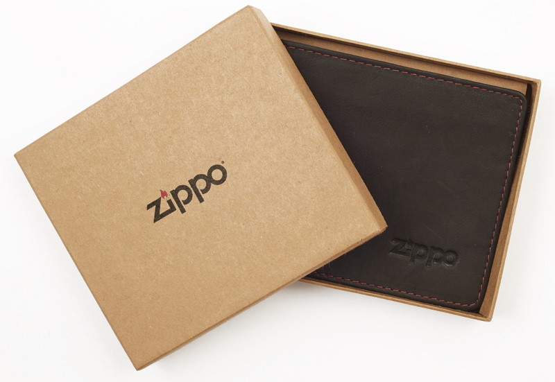 фото Портмоне zippo, цвет "мокко", натуральная кожа, 11x1,2x10 см