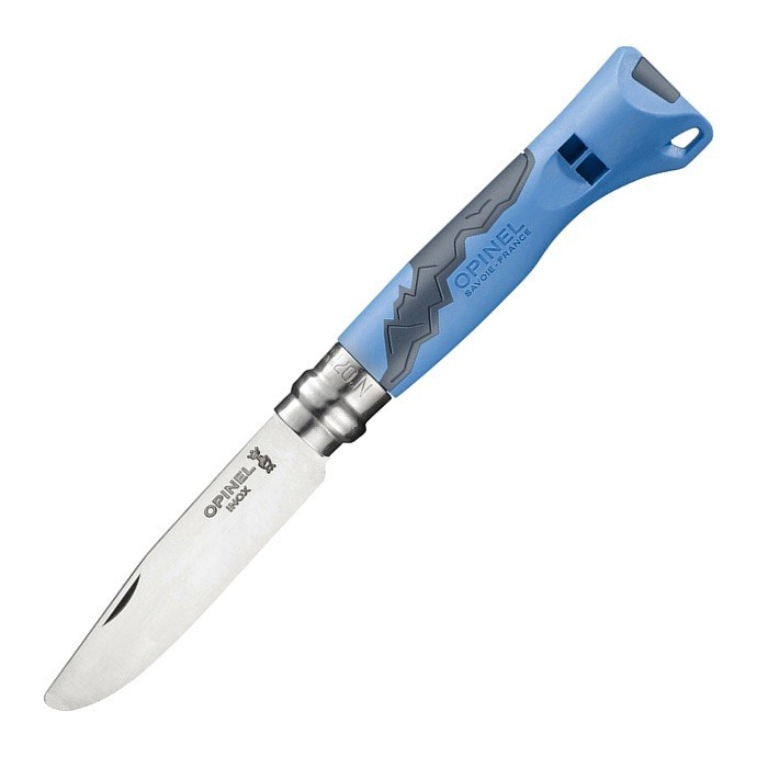 фото Нож opinel №7 outdoor junior, закругленное острие, нержавеющая сталь, синий