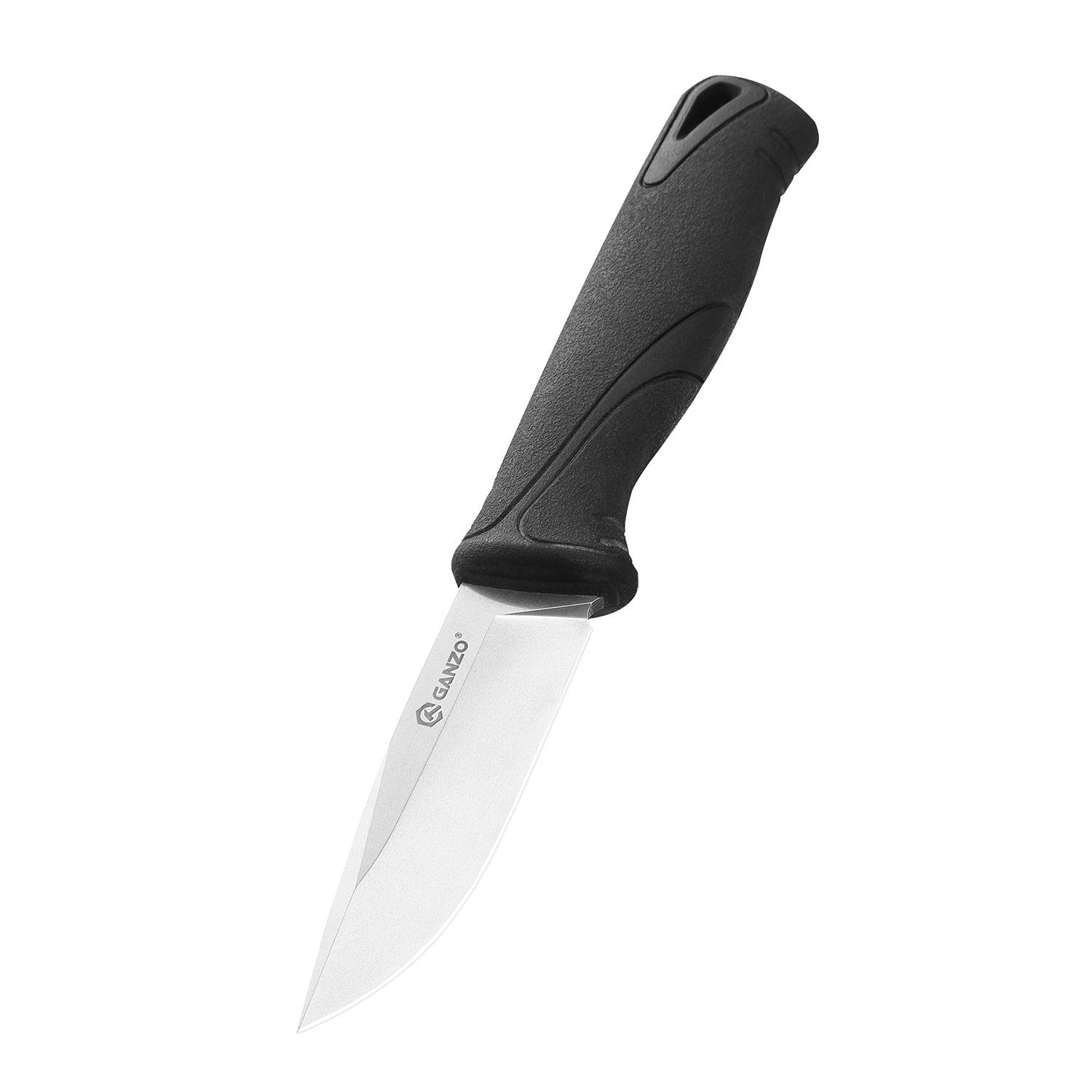 Нож Ganzo Fixed/Case, сталь 9Cr14Mov, рукоять прорезиненный пластик, черный