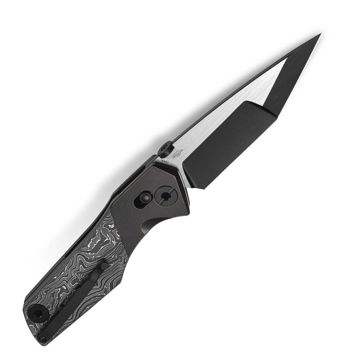 фото Складной нож bestech knives cetus, сталь m390, рукоять карбон silver foil