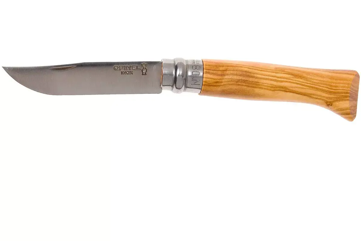 

Складной нож Opinel №8, сталь 12С27, рукоять оливковое дерево