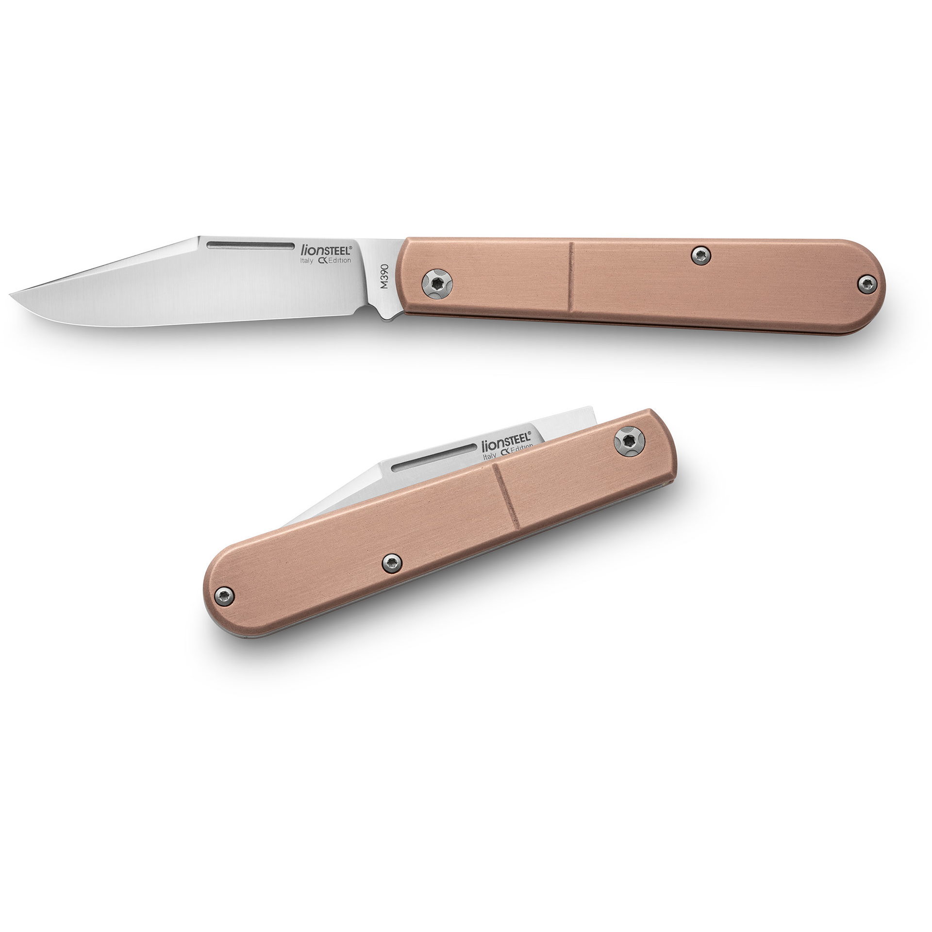 фото Складной нож lionsteel barlow slim shuffler, сталь m390, рукоять copper lion steel