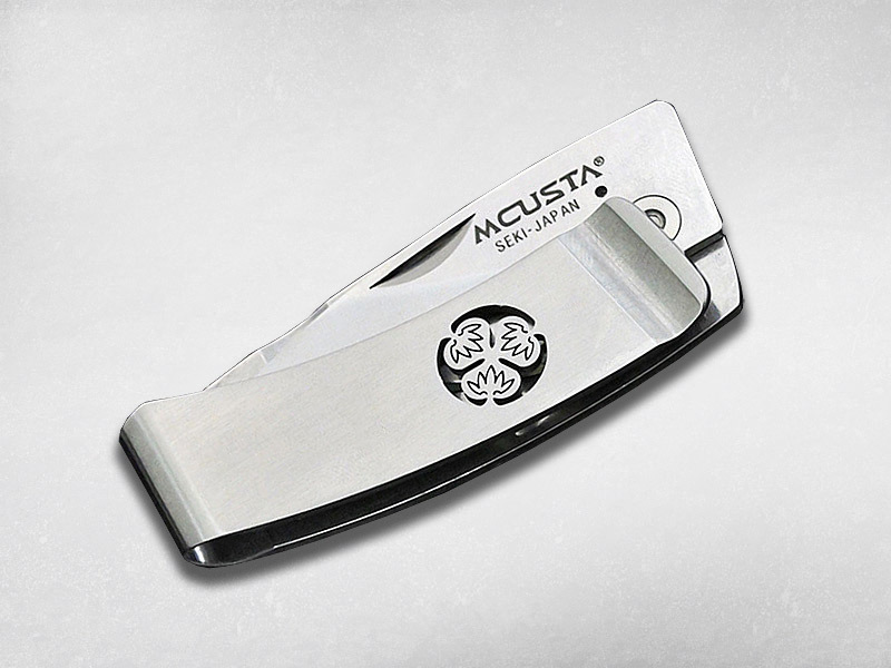 Нож-зажим для купюр складной Pocket Clip "Kamon" Aoi "Мальва" MC-0081, сталь AUS-8, рукоять cталь от Ножиков