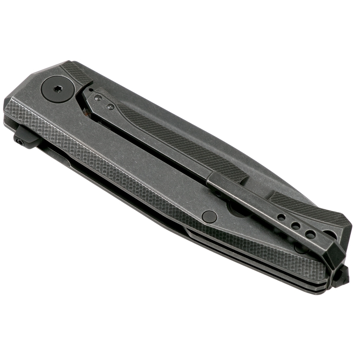 фото Складной нож lionsteel mt01b bw, сталь m390, рукоять black titanium lion steel
